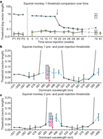 Figure 3 : Gene therapy produced trichromatic colour vision.
Unfortunately we are unable to provide accessible alternative text for
this. If you require assistance to access this image, or to obtain a
text description, please contact npg@nature.com
